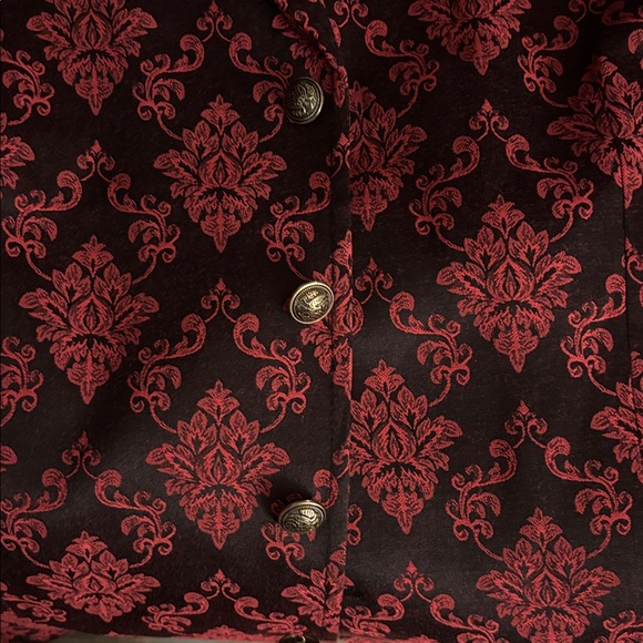 Men's Brocade Floral Vest in Red and Black - Picture 3 of 3